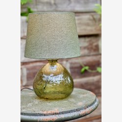 J-Line - Bordlampe Glaskugle Olivenfarve 24x24x32cm.