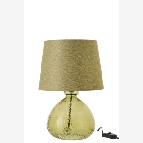 J-Line - Bordlampe Glaskugle Olivenfarve 24x24x32cm.