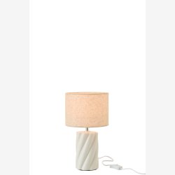 J-Line - Bordlampe Swirl Keramik/Lert�j Hvid/naturlig 18x18x31,8cm.