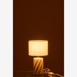 J-Line - Bordlampe Swirl Keramik/Lert�j Hvid/naturlig 18x18x31,8cm.