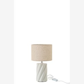 J-Line - Bordlampe Swirl Keramik/Lert�j Hvid/naturlig 18x18x31,8cm.