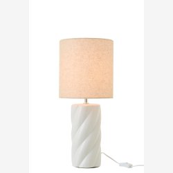 J-Line - Bordlampe Swirl Keramik/Lert�j Hvid/naturlig 23x23x53cm.