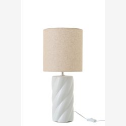 J-Line - Bordlampe Swirl Keramik/Lert�j Hvid/naturlig 23x23x53cm.