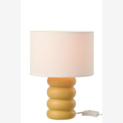 J-Line - Bordlampe Okker Gul Keramik/Lert�j 22x22x31cm.