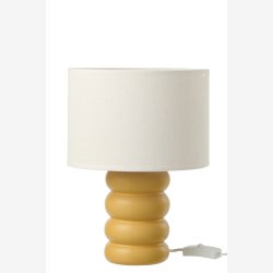 J-Line - Bordlampe Okker Gul Keramik/Lert�j 22x22x31cm.