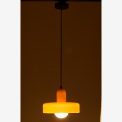 J-Line - Loftlampe Retro Glas Orange 25x25x23cm.