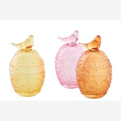 J-Line - Bonbonniere m/Fugl Glas H: 16,5 cm. - Leveres Assorteret 