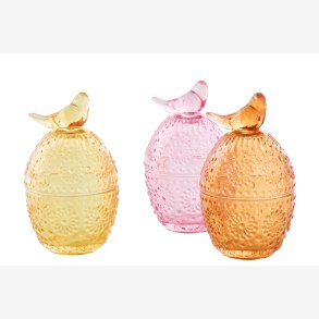 J-Line - Bonbonniere m/Fugl Glas H: 16,5 cm. - Leveres Assorteret 