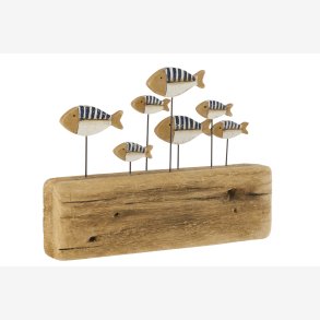 J-Line - Figur Fiskestime m/tr� fod H: 21,5 B: 30 cm.  