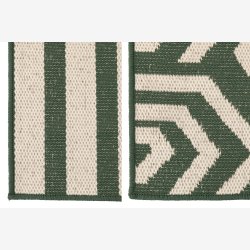 J-Line - T�ppe Udend�rs Striber eller Spiraler M�rkegr�n/Hvid Polypropylen Udvalg af 2 