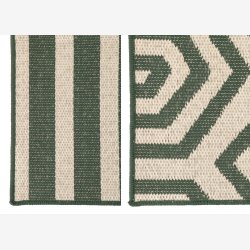 J-Line - T�ppe Udend�rs Striber eller Spiraler M�rkegr�n/Hvid Polypropylen Udvalg af 2 