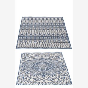 J-Line - T�ppe Udend�rs Mosaik Polypropylen M�rkebl�/hvid Udvalg af 2 