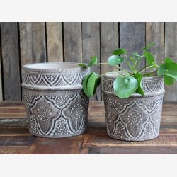 Chic Antique - vron Urtepotteskjuler m/mnster Mrk natur 27xH25,5cm Cement.