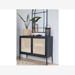 Chic Antique - Corte Urtepotteskjuler m/fransk flet mnster Patineret/Naturlig : 26 H: 24 cm.