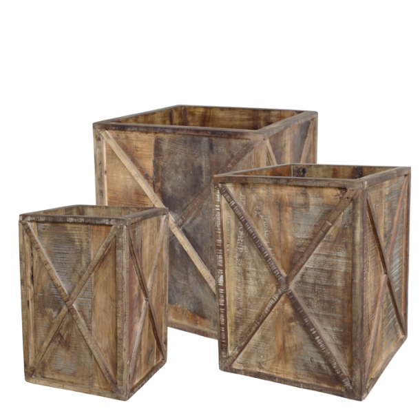 Chic Antique - Grimaud Plantekasse st af 3 H40/L37/B37 cm natur