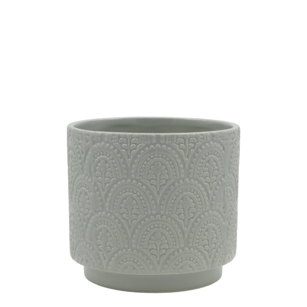 Chic Antique - Fayence Urtepotteskjuler m/mnster Verte H: 13 : 14 cm.