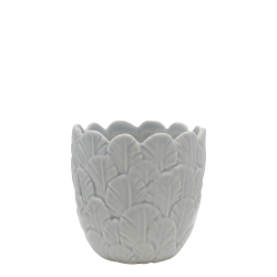 Chic Antique - Fayence Urtepotteskjuler m/fjer Opal H: 10,5 : 10,5 cm.