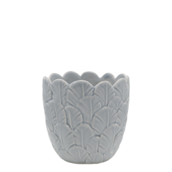 Chic Antique - Fayence Urtepotteskjuler m/fjer Opal H: 11,5 : 12 cm.