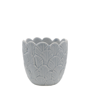 Chic Antique - Fayence Urtepotteskjuler m/fjer Opal H: 11,5 : 12 cm.