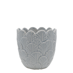 Chic Antique - Fayence Urtepotteskjuler m/fjer Opal H: 13,5 : 13,5 cm.