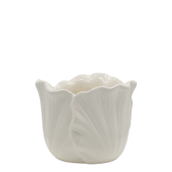 Chic Antique - Fayence Urtepotteskjuler m/blade Creme H: 11 : 14 cm.