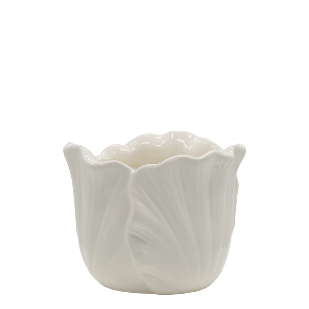 Chic Antique - Fayence Urtepotteskjuler m/blade Creme H: 11 : 14 cm.