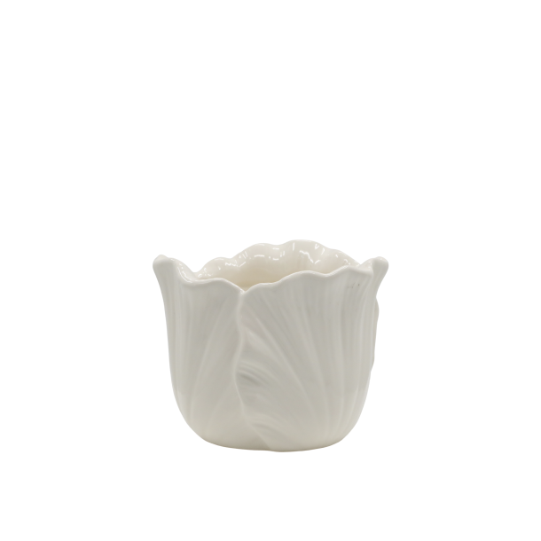 Chic Antique - Fayence Urtepotteskjuler m/blade Creme H: 13 : 16,5 cm.