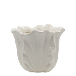 Chic Antique - Fayence Urtepotteskjuler m/blade Creme H: 16 : 18 cm.