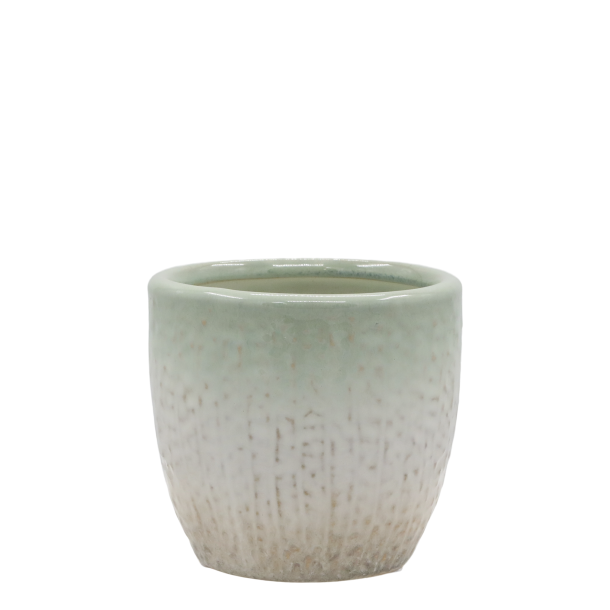 Chic Antique - Fayence Urtepotteskjuler m/mnster Verte H: 11 : 12 cm.