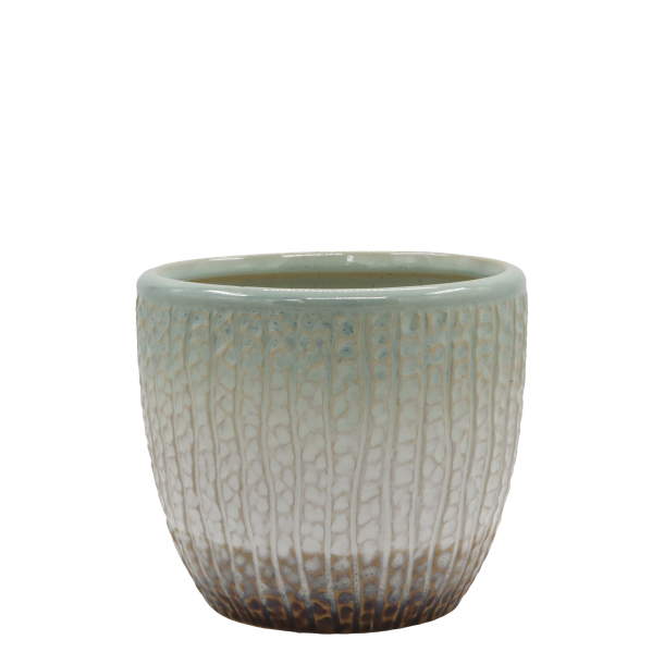 Chic Antique - Fayence Urtepotteskjuler m/mnster Verte H: 13 : 14 cm.