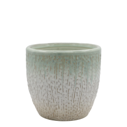 Chic Antique - Fayence Urtepotteskjuler m/mnster Verte H: 15 : 16 cm.