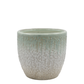 Chic Antique - Fayence Urtepotteskjuler m/mnster Verte H: 15 : 16 cm.