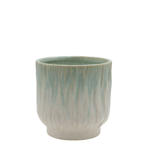 Chic Antique - Fayence Urtepotteskjuler m/mnster Verte H: 13 : 13 cm.