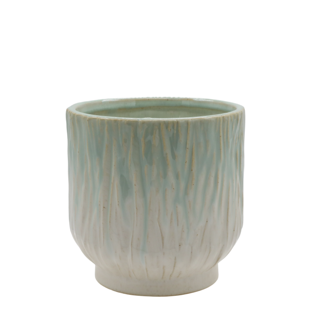 Chic Antique - Fayence Urtepotteskjuler m/mnster Verte H: 16 : 16 cm.