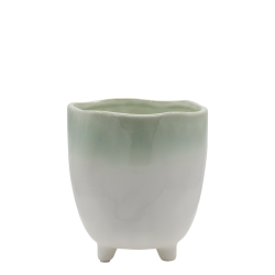 Chic Antique - Fayence Urtepotteskjuler m/fod Verte H: 14 : 13 cm.