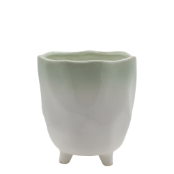 Chic Antique - Fayence Urtepotteskjuler m/fod Verte H: 17 : 16 cm.