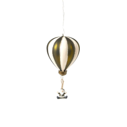 Speedtsberg - Julekugle, luftballon m. lille figur H8cm, Grn, Champagne - Flere varianter