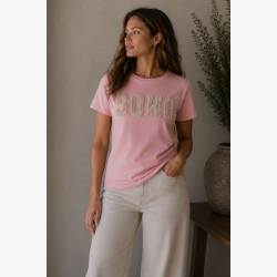 Marta Du Chateau - MdcHerdis T-Shirt "SOHO" Rosa Barbie/Beige