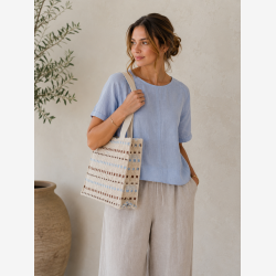 Soft Rebels - SRHaline Tote Bag - Natur m. Lysebl� Striber
