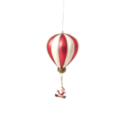 Speedtsberg - Julekugle, luftballon m. lille figur H8cm, Rd, Champagne - Flere varianter