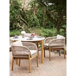 House Nordic - Terracina Spisebordsstol, akacie, beige, inkl. hynde