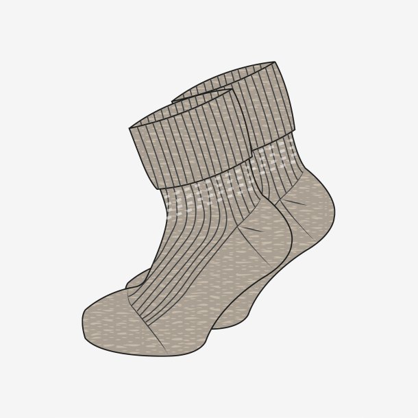 Minymo - Baby 2x2 Rib Wool sokker - Silver Mink Melange - (2-pak)