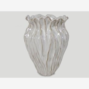 Vase Keramik, �18 x H25.5cm, cream-hvid