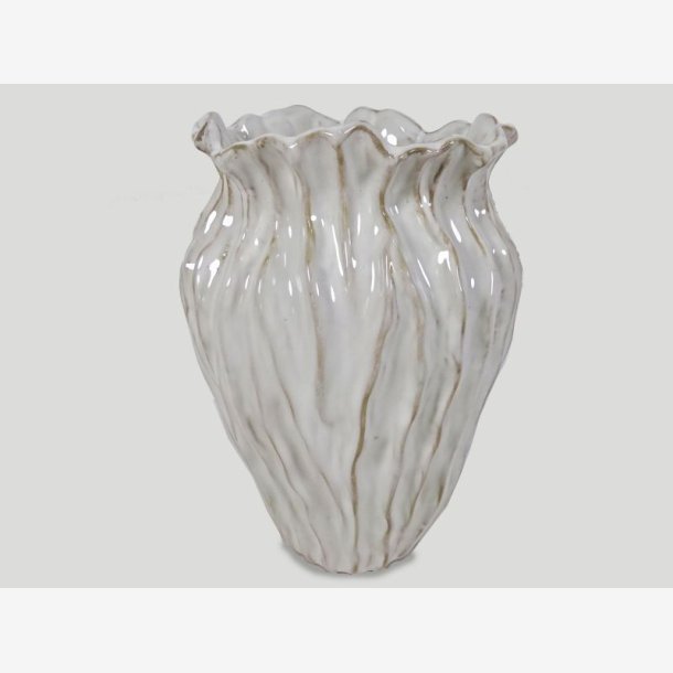 Vase Keramik, �18 x H25.5cm, cream-hvid