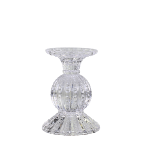 Chic Antique - Lysestage m/perlekant H: 14 : 10 cm. Klar Glas