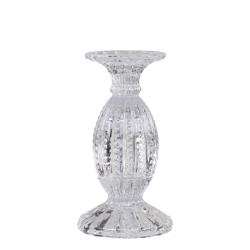 Chic Antique - Lysestage m/perlekant H: 19,5 : 10,5 cm. Klar Glas