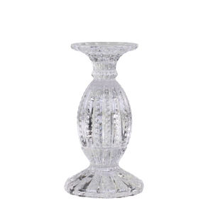Chic Antique - Lysestage m/perlekant H: 19,5 : 10,5 cm. Klar Glas