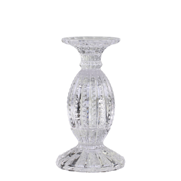 Chic Antique - Lysestage m/perlekant H: 19,5 : 10,5 cm. Klar Glas