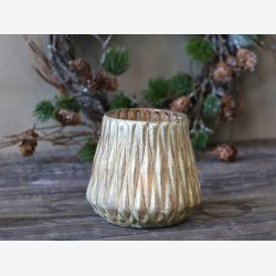 Chic Antique fyrfadsstage guld/creme H: 10,5 : 9cm. 