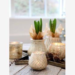 Chic Antique fyrfadsstage guld/creme H: 10,5 : 9cm. 